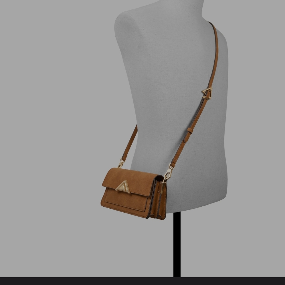 Aldo Suede Tan Shoulder Bag with Gold Accent - Picture 4 of 7